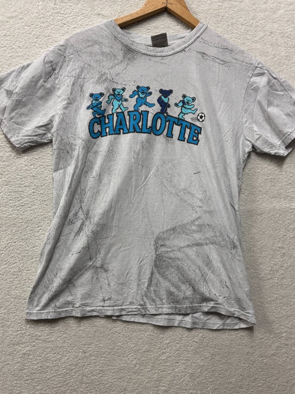 Charlotte FC Shirt Mens L Tie Dye Grateful Dead Dancing Bear Soccer Team Gray